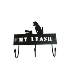 My Leash Dog Pet Leash Metal Rack Hanger 8"x6.5" Three Hooks Wall Mounte…